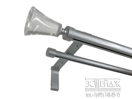 Карниз двухрядный "ВИТРО Валери" D28/19 мм, серебро