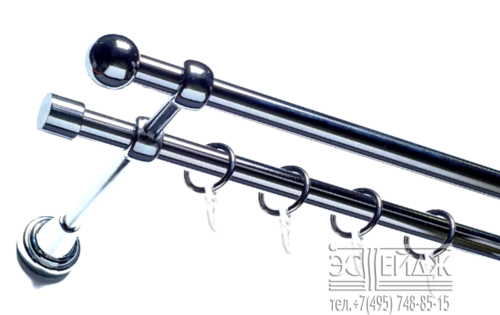 Карниз двухрядный "ИНТЕР" D16/16 мм, черный никель