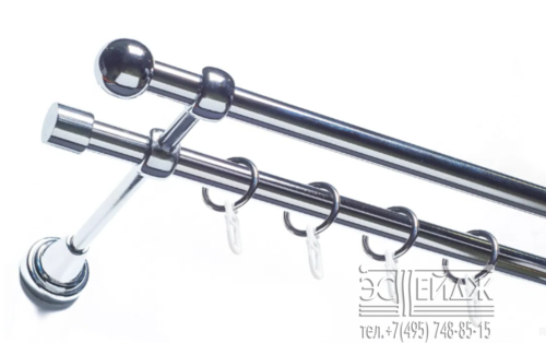 Карниз двухрядный "ИНТЕР" D16/16 мм, серебро