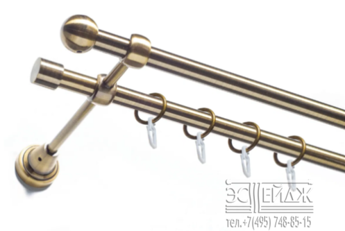 Карниз двухрядный "ИНТЕР" D16/16 мм, антик