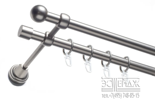 Карниз двухрядный "ИНТЕР" D16/16 мм, хром матовый