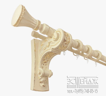 Карниз двухрядный "ФАРФОР Борей Нот" D36/19 мм, золото на молочном глянце