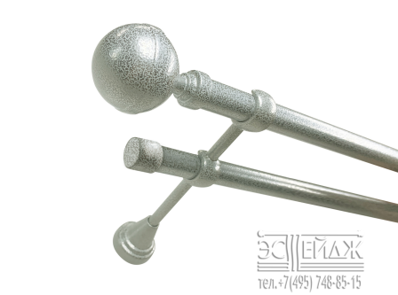 Карниз двухрядный "КОВКА САТУРН" D19/19 мм, меланж серебро