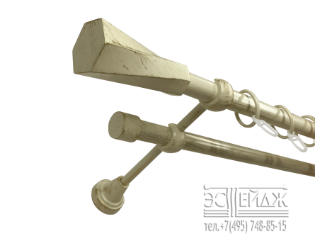 Карниз двухрядный "КОВКА ТВИСТ" D19/19 мм, белое золото