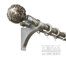 Карниз 2-х рядный металлический "ОЛИМПИЯ ДАМАСК"  D36/19мм, серебро светлое