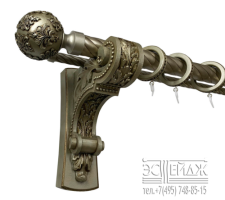 Карниз 2-х рядный металлический "ОЛИМПИЯ ДАМАСК"  D36/19мм, серебро