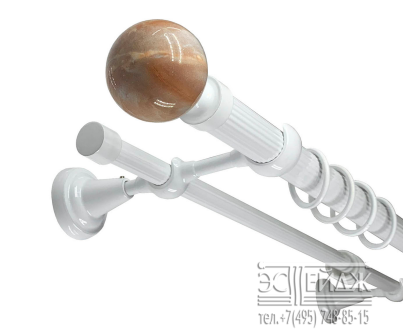 Карниз двухрядный КУНЦИТ СТОУН D28/19 мм, белый глянец