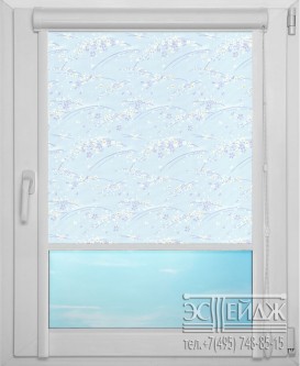 Рулонная штора UNI 1 арт. Сакура (голубой)