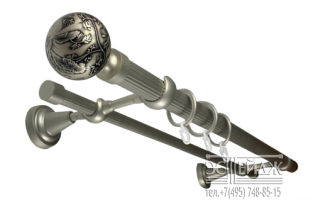 Карниз двухрядный ФЛЕР СТОУН D28/19 мм, серебро матовое