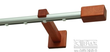 Карниз однорядный «Квадро» (цв.серебро/вишня)