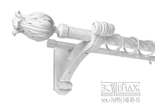 Карниз 2-х рядный металлический "ОЛИМПИЯ НИКА"  D28/19мм, белый глянец