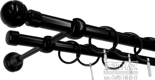 Карниз двухрядный "КОВКА ОРЕОЛ" D16/16 мм, черный