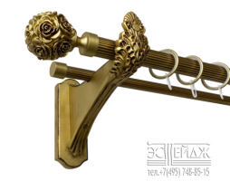 Карниз 2-х рядный металлический "ОЛИМПИЯ АФИНА"  D28/19мм, золото 