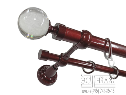 Карниз двухрядный "ВИТРО Ронда" D28/19 мм, бордовый